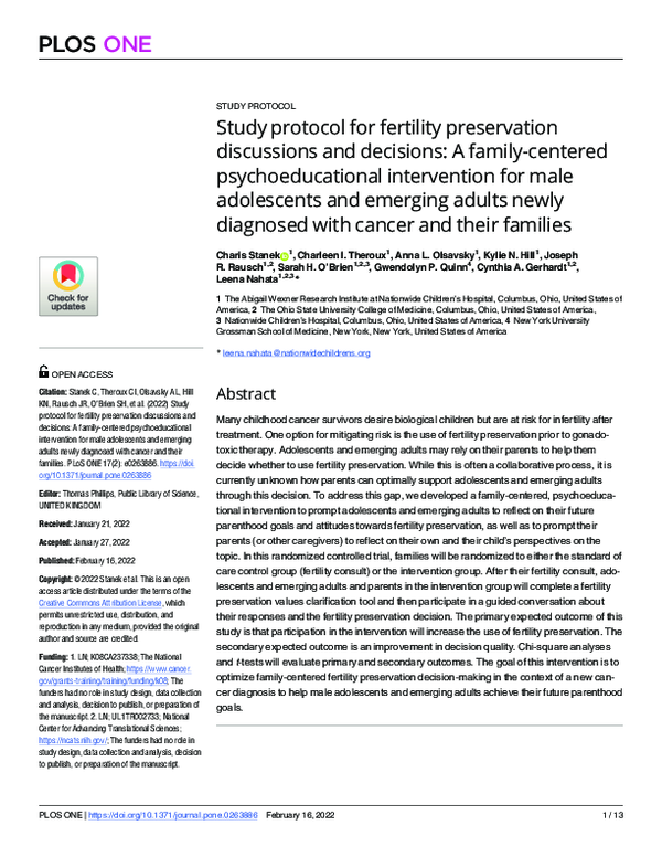 (PDF) Study protocol for fertility preservation discussions and ...