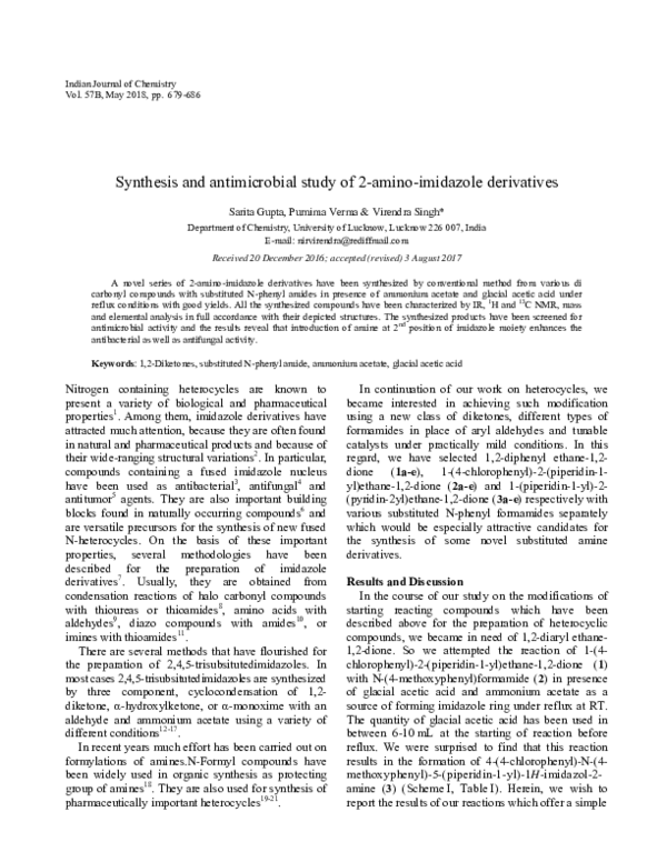 (PDF) Synthesis and antimicrobial study of 2-amino-imidazole derivatives