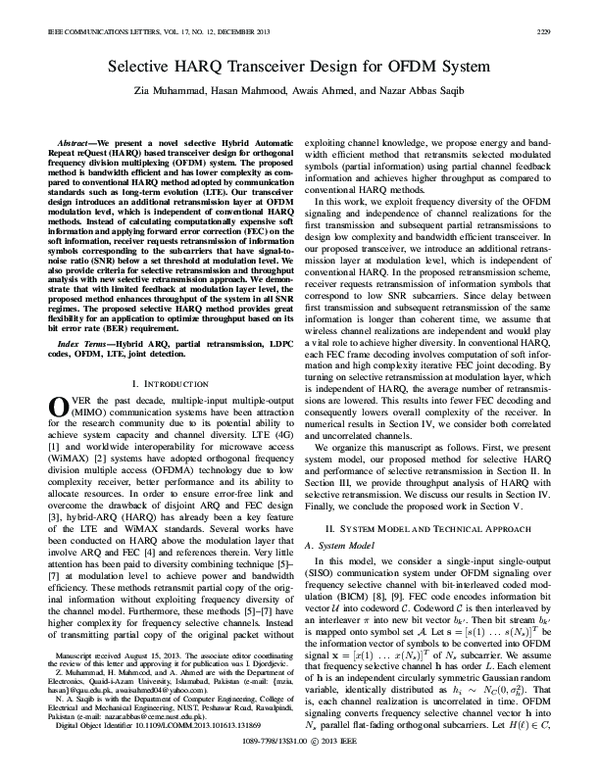 (PDF) Selective HARQ Transceiver Design for OFDM System