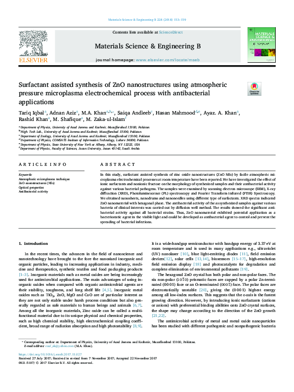 (PDF) Surfactant assisted synthesis of ZnO nanostructures using ...