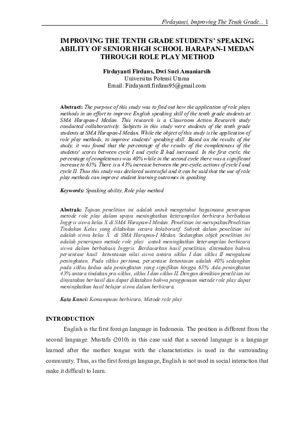 (PDF) Improving the Tenth Grade Students’ Speaking Ability of Senior ...