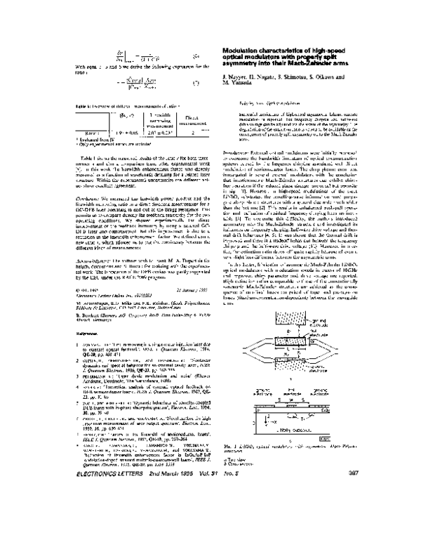 (PDF) Modulation characteristics of high-speed optical modulators with ...