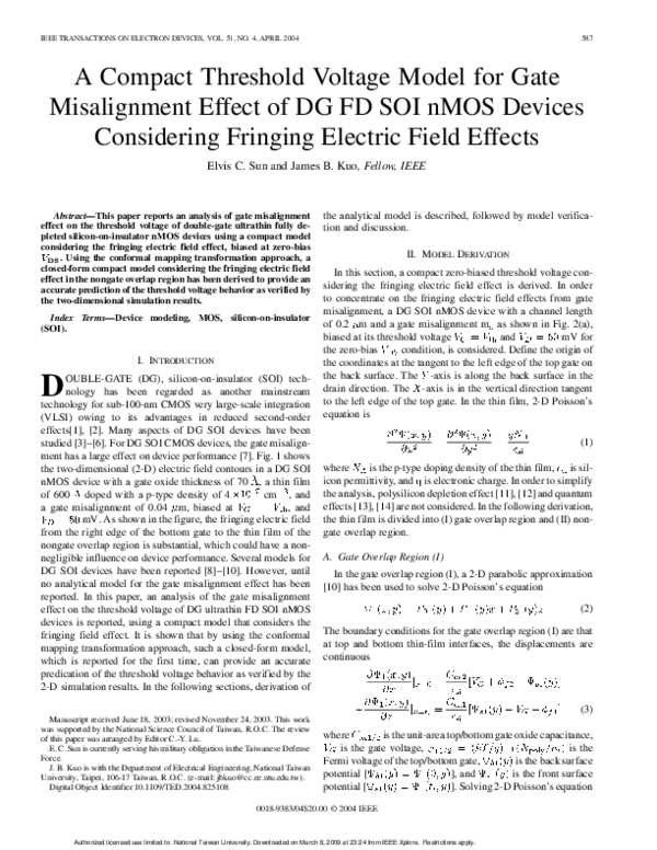 (PDF) A Compact Threshold Voltage Model for Gate Misalignment Effect of ...