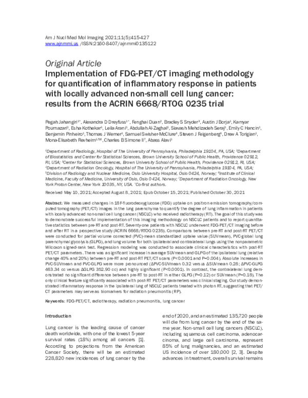 (PDF) Implementation of FDG-PET/CT imaging methodology for ...