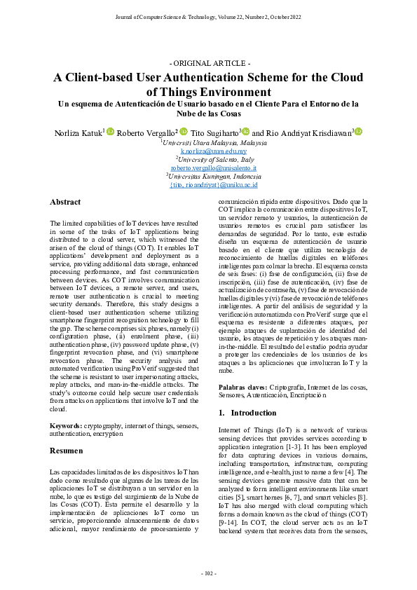 (PDF) A Client-based User Authentication Scheme for the Cloud of Things ...