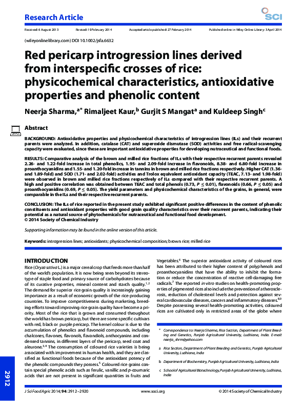 (PDF) Red pericarp introgression lines derived from interspecific ...
