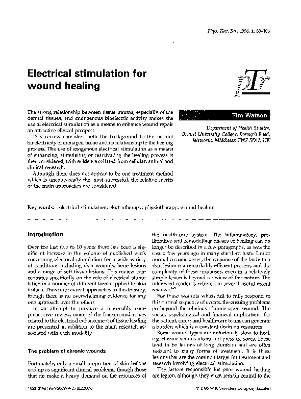 (PDF) Electrical stimulation for wound healing