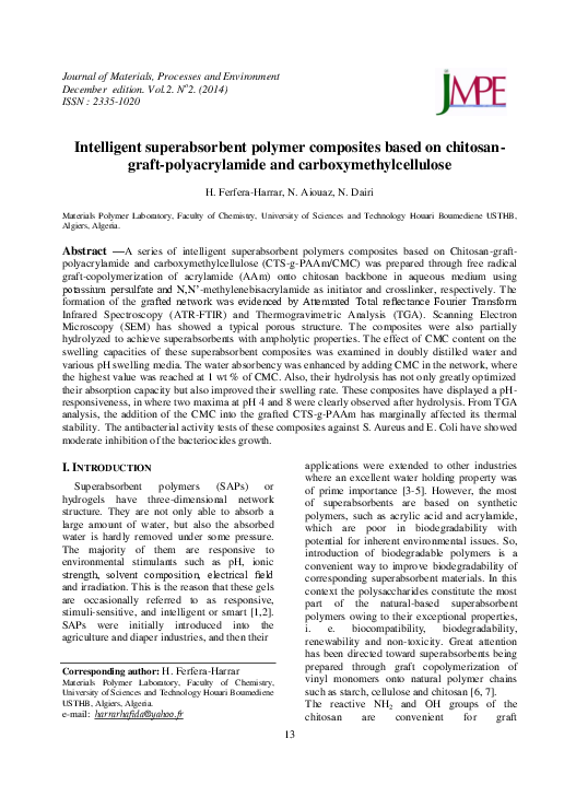 (PDF) Intelligent superabsorbent polymer composites based on chitosan ...