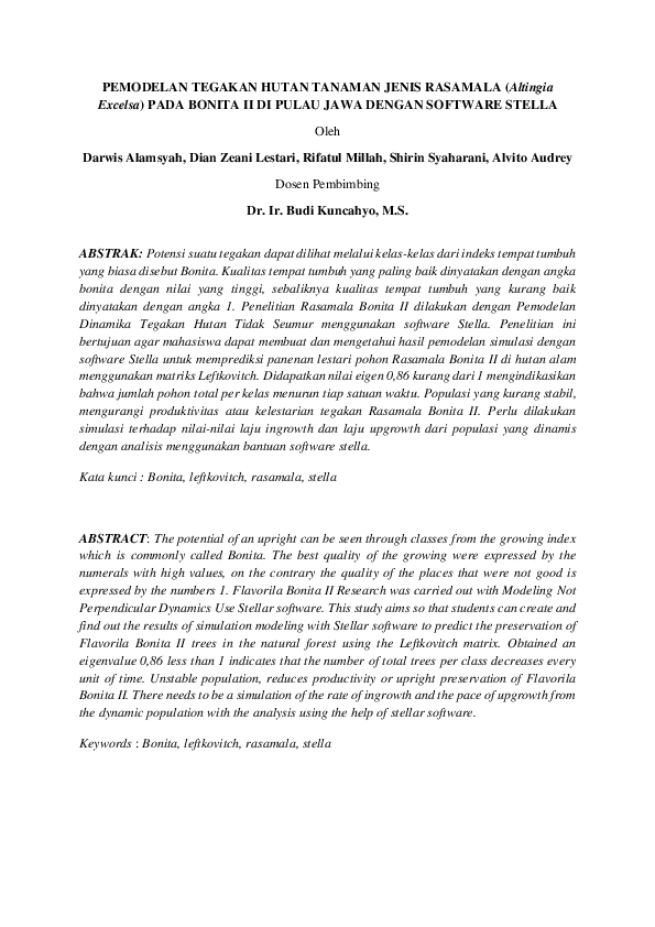 (PDF) PEMODELAN TEGAKAN HUTAN TANAMAN JENIS RASAMALA (Altingia Excelsa ...