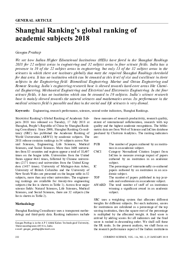 (PDF) Shanghai Ranking's Global Ranking of Academic Subjects 2018 ...