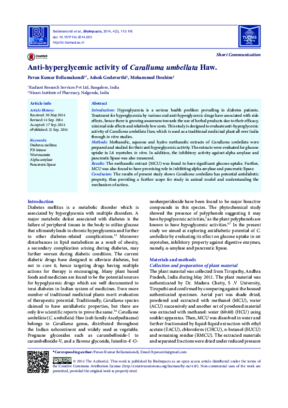 (PDF) Anti-hyperglycemic activity of Caralluma umbellata Haw