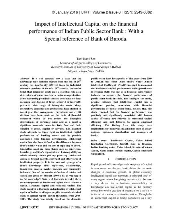 (PDF) Impact of Intellectual Capital on the financial performance of ...