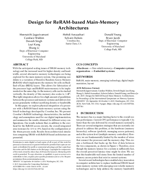 (PDF) Design for ReRAM-based main-memory architectures
