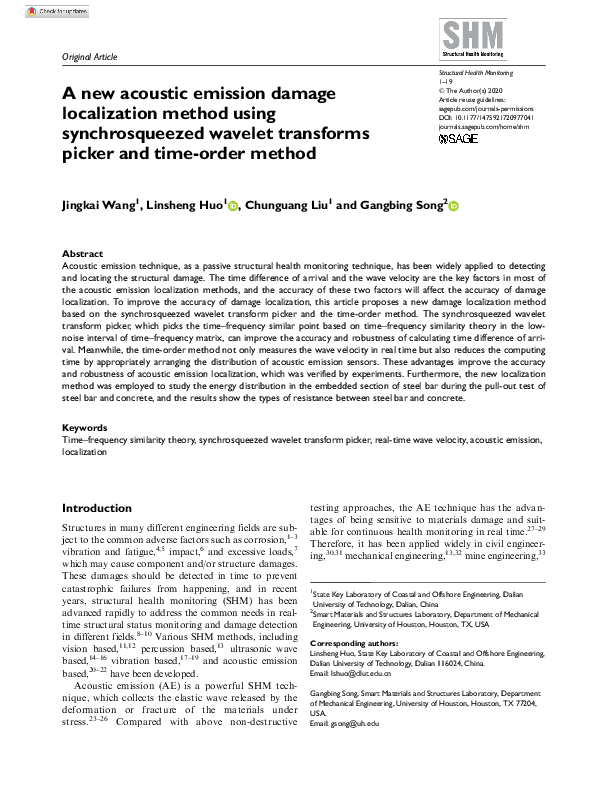 (PDF) A new acoustic emission damage localization method using ...