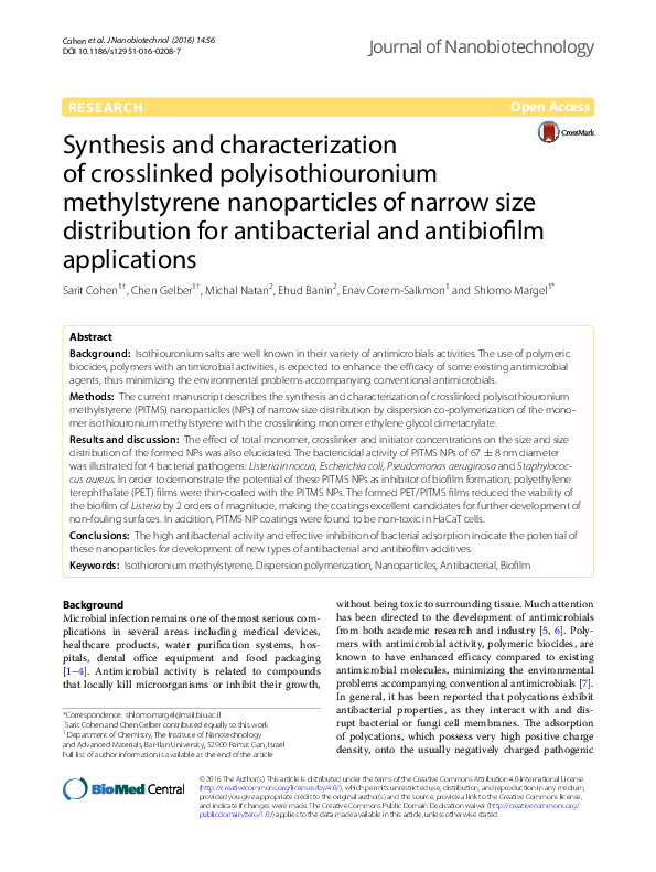 (PDF) Synthesis and characterization of crosslinked polyisothiouronium ...