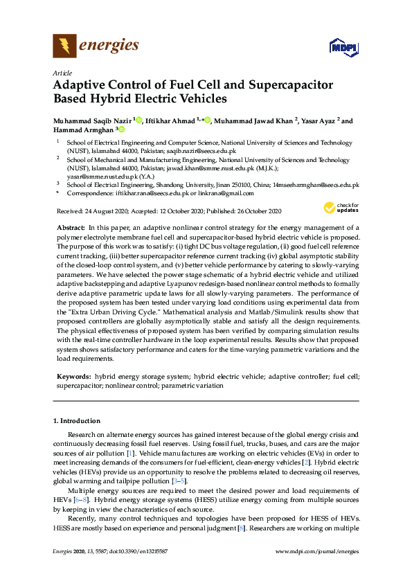 (PDF) Adaptive Control of Fuel Cell and Supercapacitor Based Hybrid ...