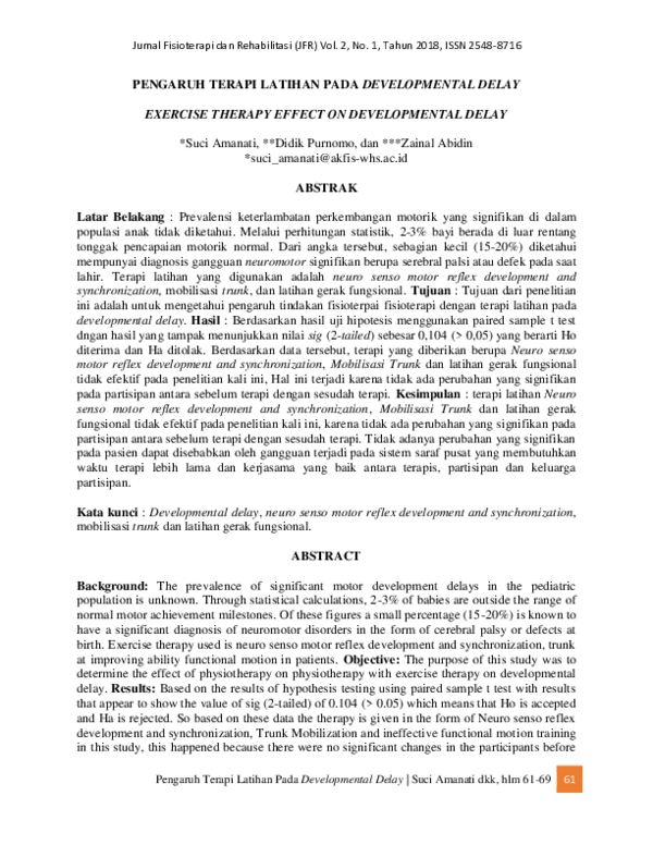 (PDF) Pengaruh Terapi Latihan Pada Developmental Delay