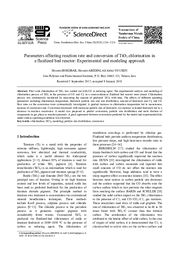 (PDF) Parameters affecting reaction rate and conversion of TiO2 ...