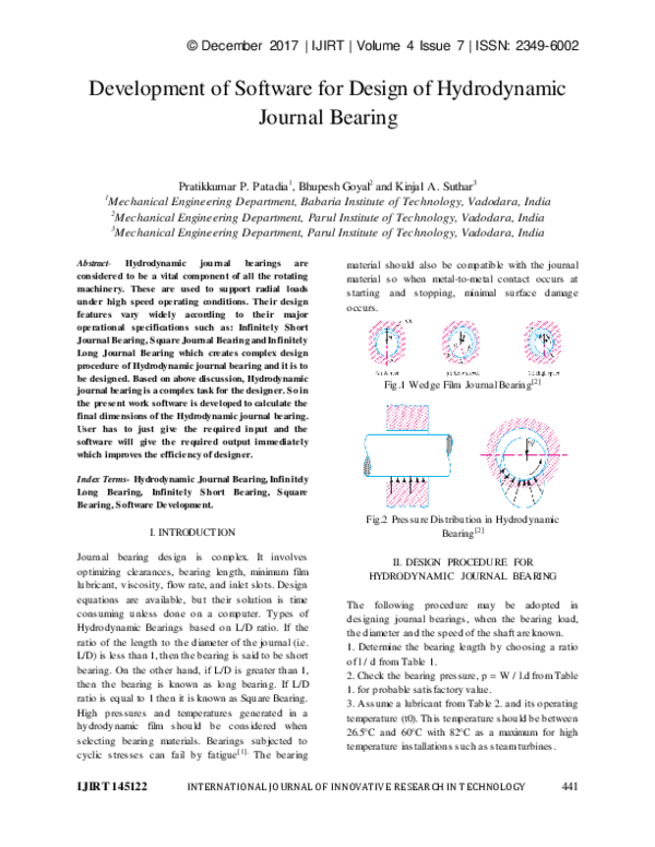 (PDF) Development of Software for Design of Hydrodynamic Journal Bearing