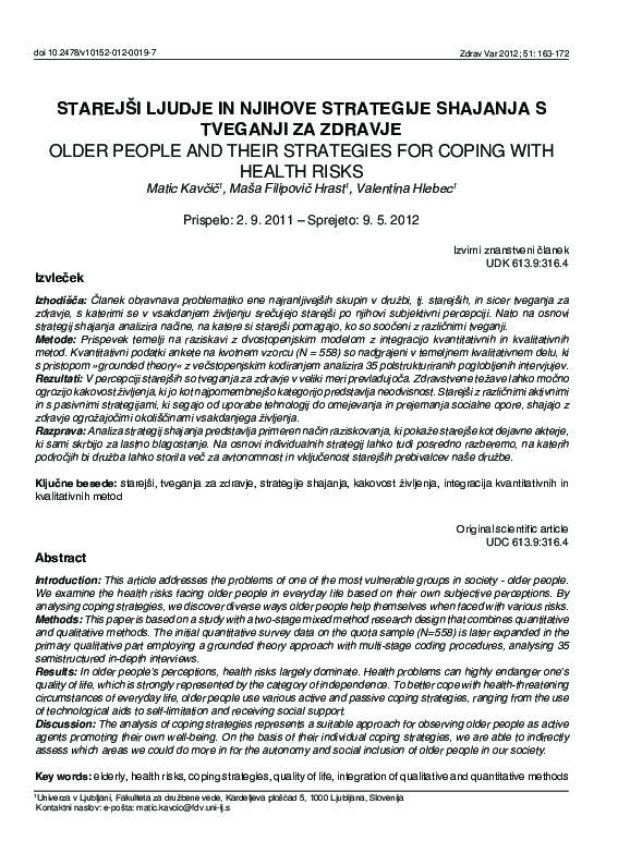 (PDF) Older people and their strategies for coping with health risks