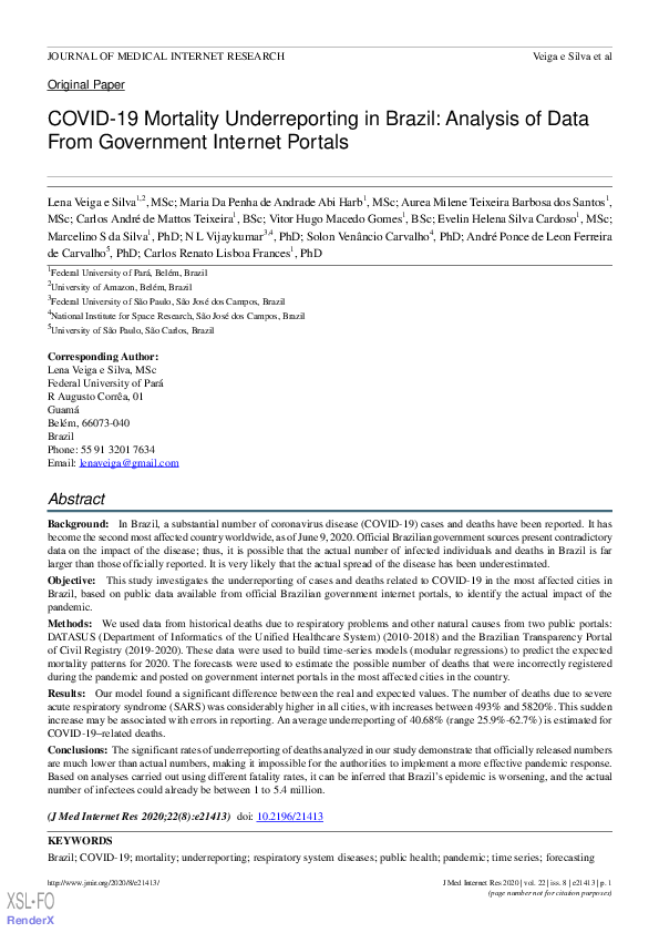 (PDF) COVID-19 Mortality Underreporting in Brazil: Analysis of Data ...