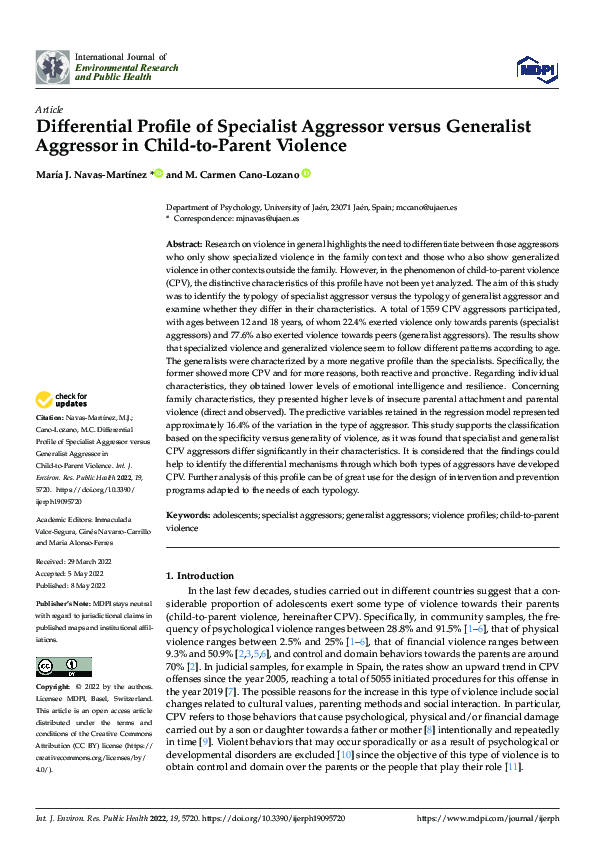 (PDF) Differential Profile of Specialist Aggressor versus Generalist ...
