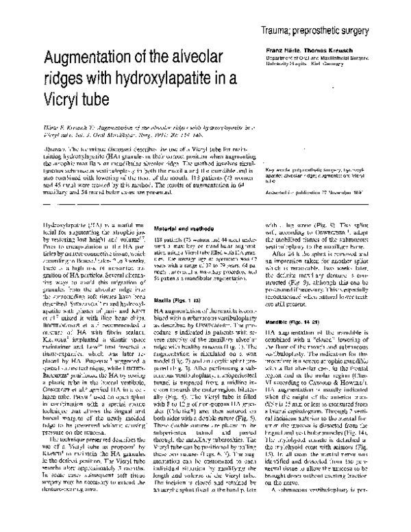 (PDF) Augmentation of the alveolar ridges with hydroxylapatite in a ...