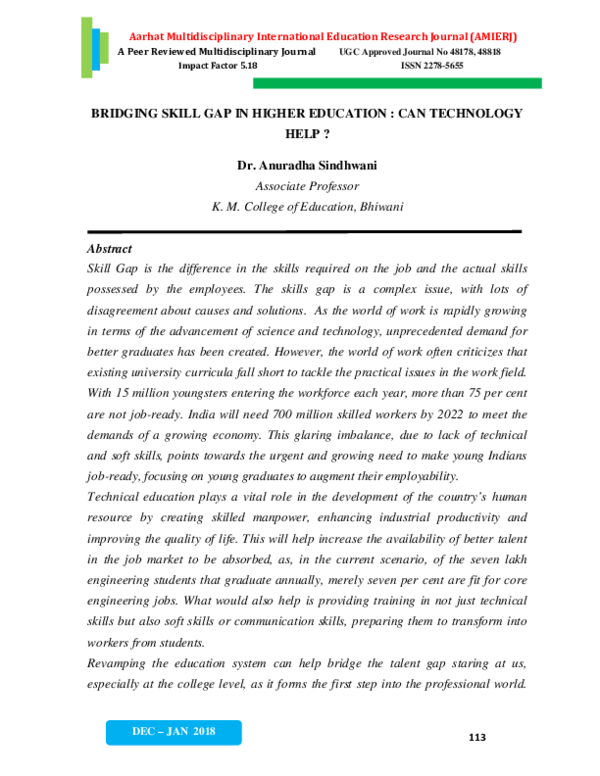 (PDF) Bridging Skill Gap in Higher Education : Can Technology Help