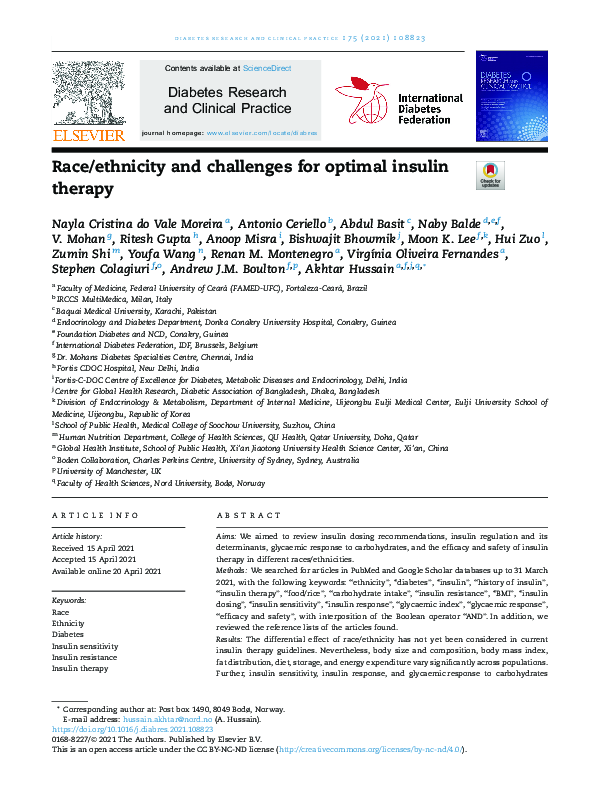 (PDF) Race/ethnicity and challenges for optimal insulin therapy