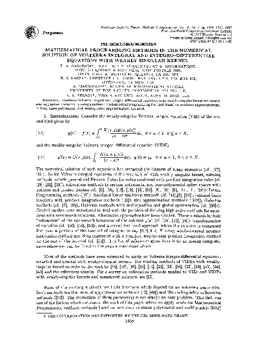 (PDF) Mathematical programming methods in the numerical solution of ...