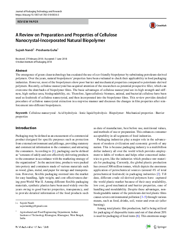 (PDF) A Review on Preparation and Properties of Cellulose Nanocrystal ...