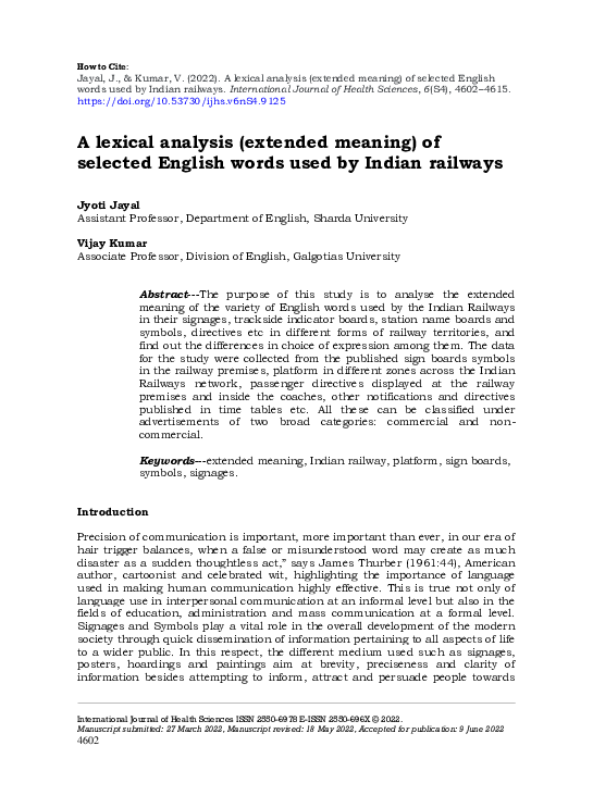 (PDF) lexical analysis (extended meaning) of selected English words ...