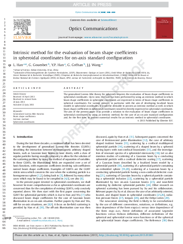 (PDF) Intrinsic method for the evaluation of beam shape coefficients in ...
