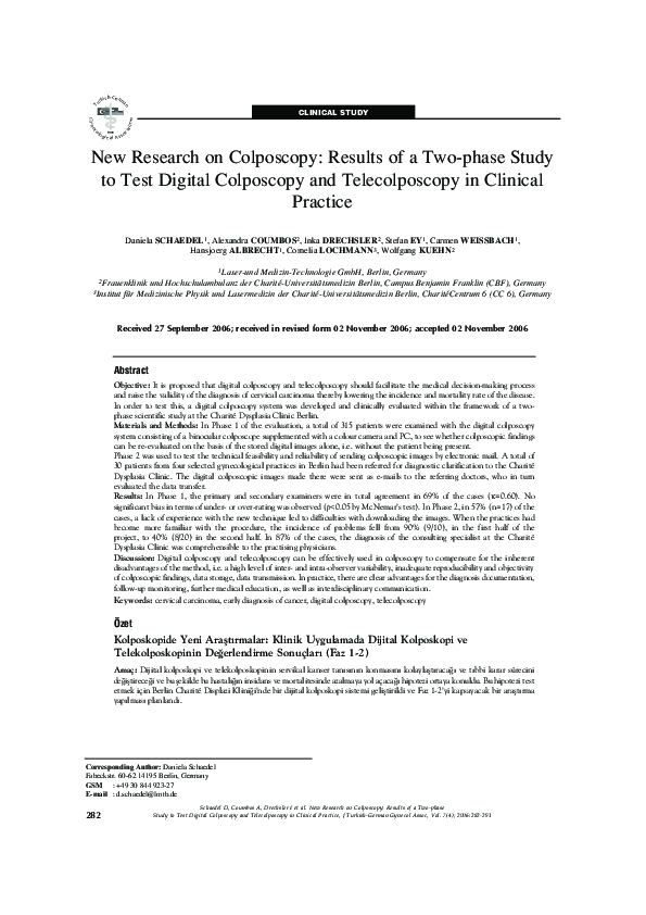 (PDF) New Research on Colposcopy: Results of a Two-phase Study to Test ...