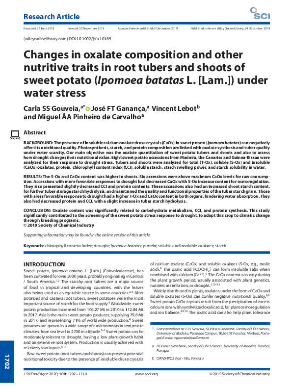 (PDF) Changes in oxalate composition and other nutritive traits in root