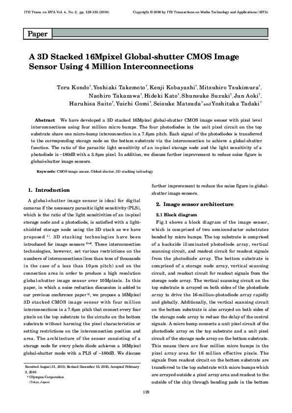 (PDF) [Paper] A 3D Stacked 16Mpixel Global-shutter CMOS Image Sensor ...