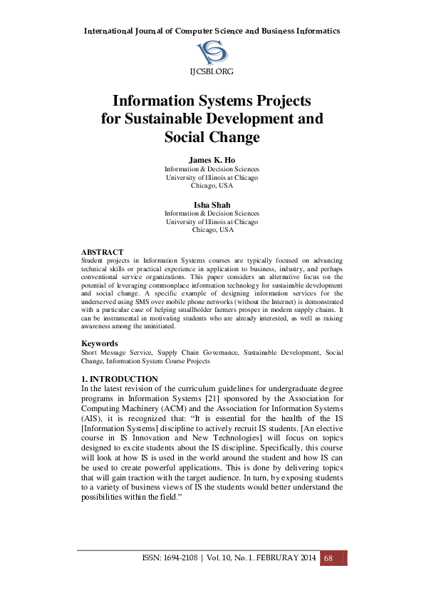 (PDF) IS Projects for Sustainable Development and Social Change