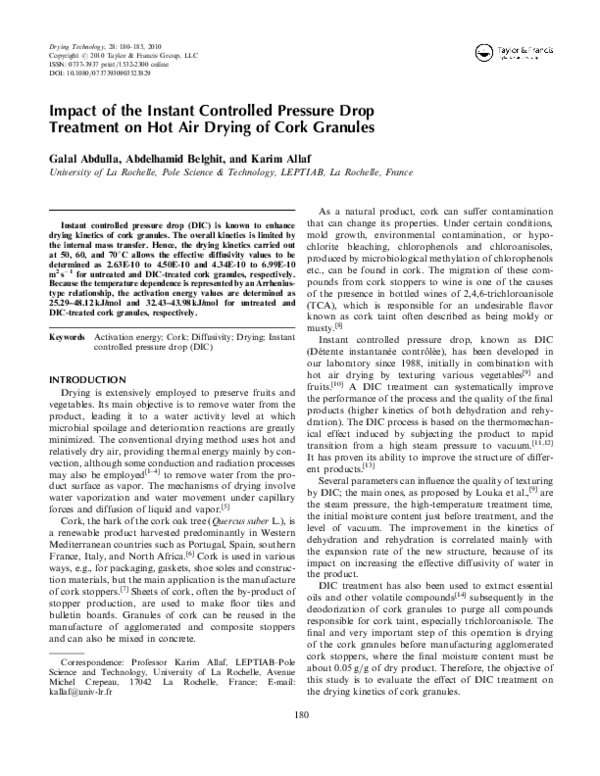 (PDF) Impact of the Instant Controlled Pressure Drop Treatment on Hot ...