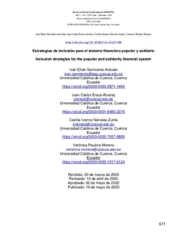 (PDF) Estrategias de inclusión para el sistema financiero popular y ...