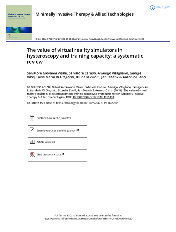 (PDF) The value of virtual reality simulators in hysteroscopy and ...