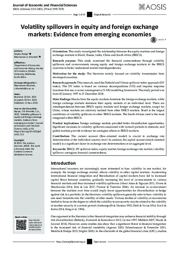 (PDF) Volatility spillovers in equity and foreign exchange markets ...