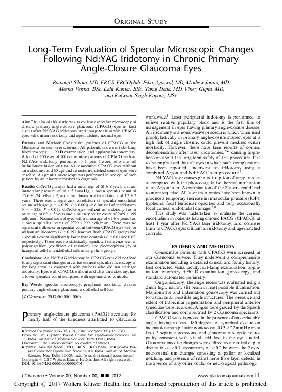 (PDF) Long-Term Evaluation of Specular Microscopic Changes Following Nd ...
