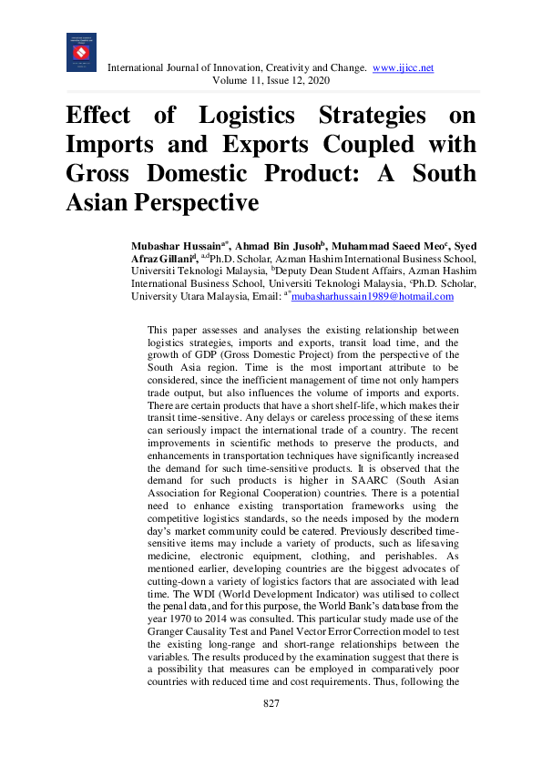 (PDF) Effect of Logistics Strategies on Import and Export Couple with ...