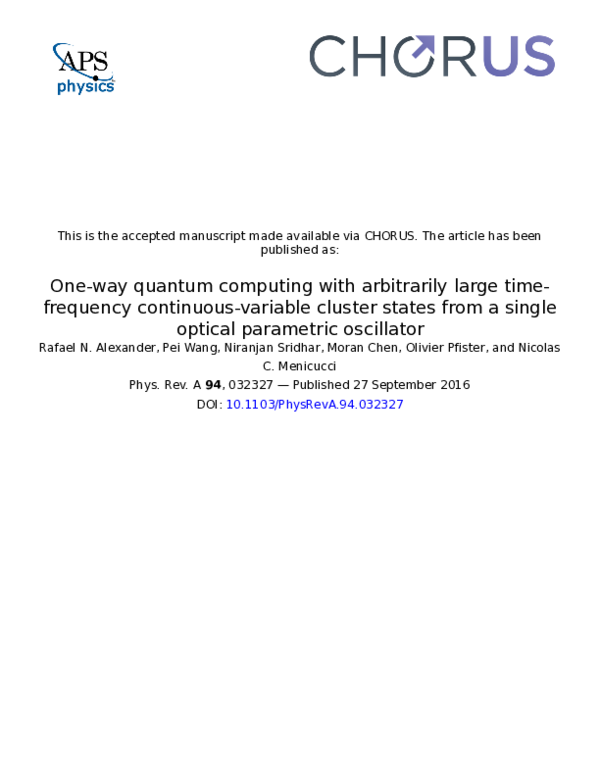 (PDF) One-way quantum computing with arbitrarily large time-frequency ...