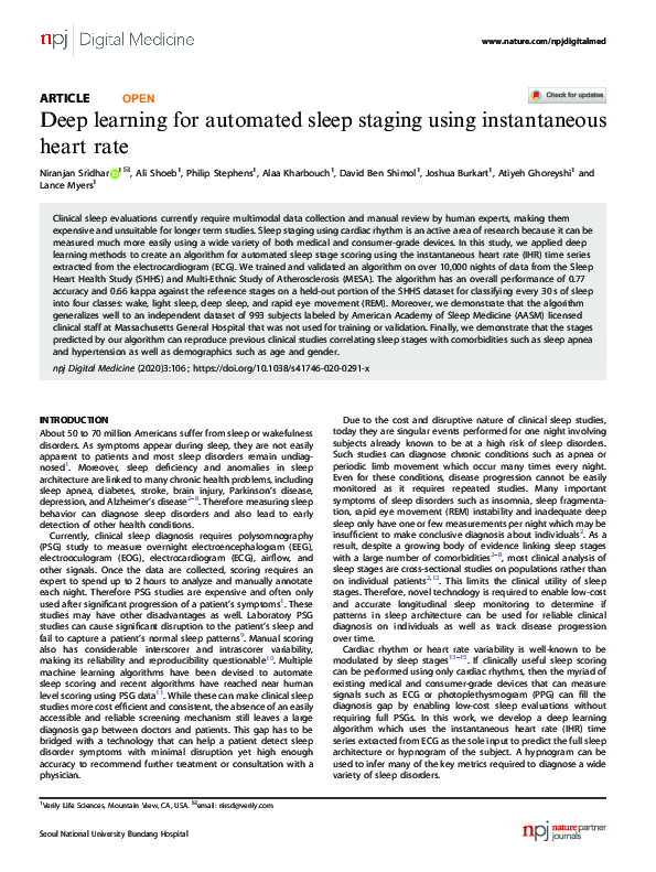 (PDF) Deep learning for automated sleep staging using instantaneous ...