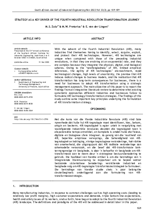 (PDF) Strategy as a Key Driver of the Fourth Industrial Revolution ...