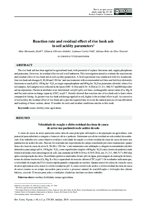 (PDF) Reaction rate and residual effect of rice husk ash in soil ...