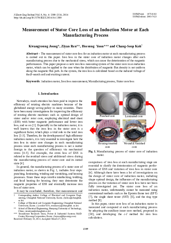 (PDF) Measurement of Stator Core Loss of an Induction Motor at Each
