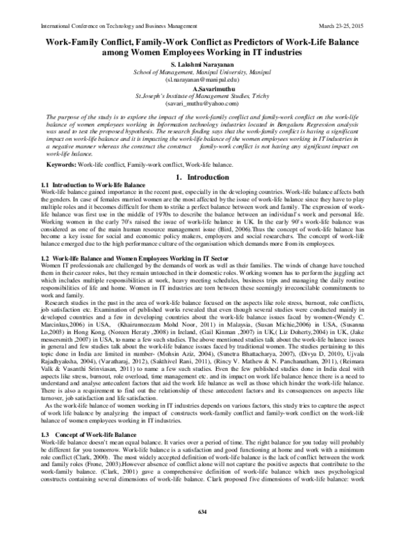 (PDF) Work-Family Conflict, Family-Work Conflict as Predictors of Work ...