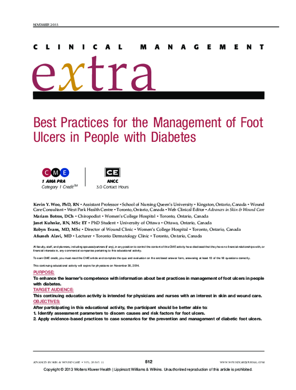 (PDF) Best Practices for the Management of Foot Ulcers in People with ...